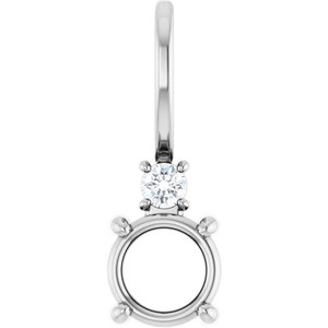 Platinum 5 mm Round .03 CT Natural Diamond Semi-Set Charm/Pendant – image 2