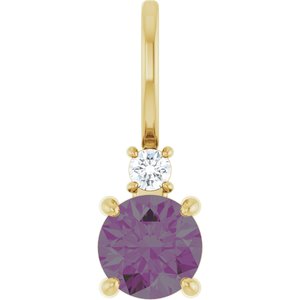 14K Yellow Gold Lab-Grown Alexandrite & .03 CT Natural Diamond Charm/Pendant