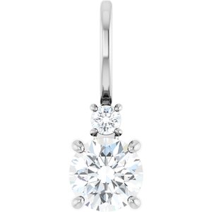14K White Gold Natural White Sapphire & .03 CT Natural Diamond Charm/Pendant