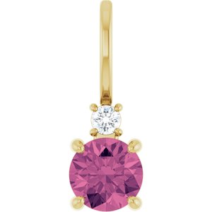 14K Yellow Gold Natural Pink Tourmaline & .03 CT Natural Diamond Charm/Pendant