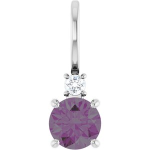 Platinum Lab-Grown Alexandrite & .03 CT Natural Diamond Charm/Pendant