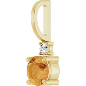 14K Yellow Gold Natural Citrine & .03 CT Natural Diamond Charm/Pendant – image 2