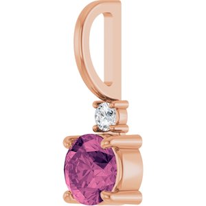 14K Rose Gold Natural Pink Tourmaline & .03 CT Natural Diamond Charm/Pendant – image 2