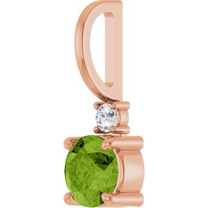 14K Rose Gold Natural Peridot & .03 CT Natural Diamond Charm/Pendant – image 2