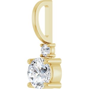 14K Yellow Gold Natural White Sapphire & .03 CT Natural Diamond Charm/Pendant – image 2