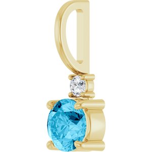 14K Yellow Gold Natural Aquamarine & .03 CT Natural Diamond Charm/Pendant – image 2