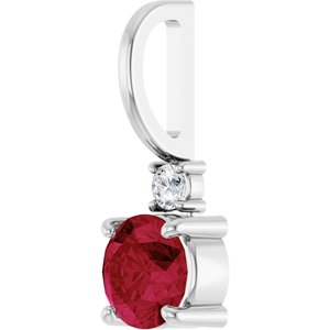 14K White Gold Natural Ruby & .03 CT Natural Diamond Charm/Pendant – image 2