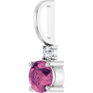 Sterling Silver Natural Pink Tourmaline & .03 CT Natural Diamond Charm/Pendant – image 2