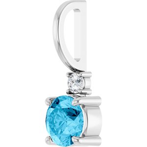 14K White Gold Natural Aquamarine & .03 CT Natural Diamond Charm/Pendant – image 2