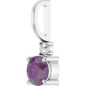 14K White Gold Lab-Grown Alexandrite & .03 CT Natural Diamond Charm/Pendant – image 2