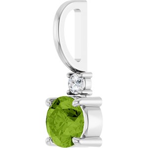 Sterling Silver Natural Peridot & .03 CT Natural Diamond Charm/Pendant – image 2