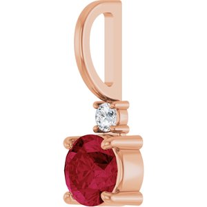 14K Rose Gold Natural Ruby & .03 CT Natural Diamond Charm/Pendant – image 2