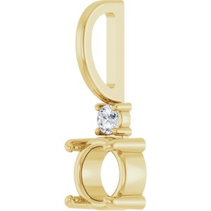 14K Yellow Gold 5 mm Round .03 CT Natural Diamond Semi-Set Charm/Pendant – image 4