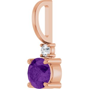 14K Rose Gold Natural Amethyst & .03 CT Natural Diamond Charm/Pendant