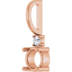 14K Rose Gold 5 mm Round .03 CT Natural Diamond Semi-Set Charm/Pendant – image 4