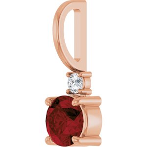 14K Rose Gold Natural Mozambique Garnet & .03 CT Natural Diamond Charm/Pendant – image 2
