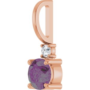 14K Rose Gold Lab-Grown Alexandrite & .03 CT Natural Diamond Charm/Pendant