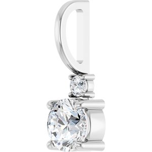 Platinum 5 mm Round .03 CT Natural Diamond Semi-Set Charm/Pendant – image 3
