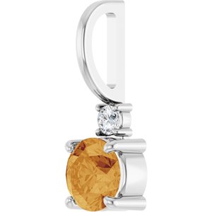 14K White Gold Natural Citrine & .03 CT Natural Diamond Charm/Pendant – image 2