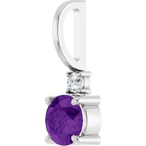 Sterling Silver Natural Amethyst & .03 CT Natural Diamond Charm/Pendant – image 2