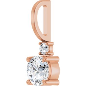 14K Rose Gold 5 mm Round .03 CT Natural Diamond Semi-Set Charm/Pendant – image 3