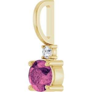 14K Yellow Gold Natural Pink Tourmaline & .03 CT Natural Diamond Charm/Pendant – image 2