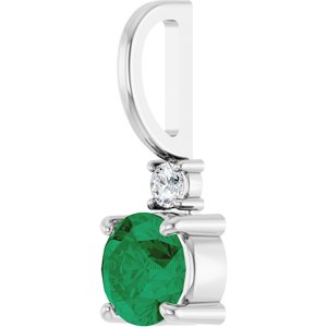 Sterling Silver Natural Emerald & .03 CT Natural Diamond Charm/Pendant – image 2