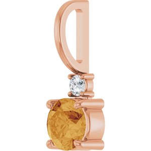 14K Rose Gold Natural Citrine & .03 CT Natural Diamond Charm/Pendant