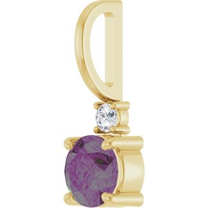 14K Yellow Gold Lab-Grown Alexandrite & .03 CT Natural Diamond Charm/Pendant – image 2