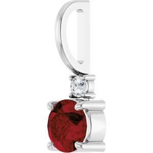 14K White Gold Natural Mozambique Garnet & .03 CT Natural Diamond Charm/Pendant – image 2