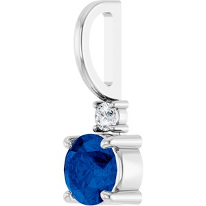 Platinum Natural Blue Sapphire & .03 CT Natural Diamond Charm/Pendant – image 2