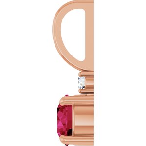 14K Rose Gold Natural Ruby & .03 CT Natural Diamond Charm/Pendant – image 3