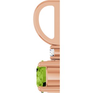 14K Rose Gold Natural Peridot & .03 CT Natural Diamond Charm/Pendant – image 3