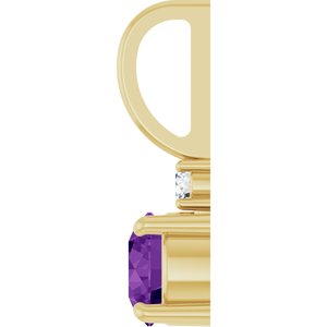 14K Yellow Gold Natural Amethyst & .03 CT Natural Diamond Charm/Pendant – image 3