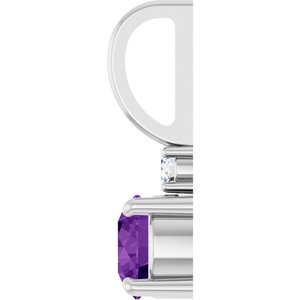 Sterling Silver Natural Amethyst & .03 CT Natural Diamond Charm/Pendant – image 3