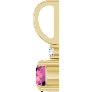 14K Yellow Gold Natural Pink Tourmaline & .03 CT Natural Diamond Charm/Pendant – image 3