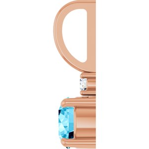14K Rose Gold Natural Aquamarine & .03 CT Natural Diamond Charm/Pendant – image 3