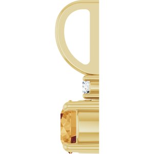 14K Yellow Gold Natural Citrine & .03 CT Natural Diamond Charm/Pendant