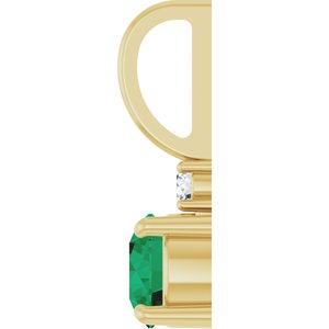 14K Yellow Gold Natural Emerald & .03 CT Natural Diamond Charm/Pendant – image 3
