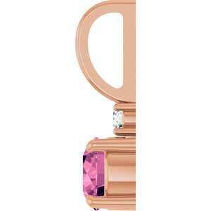 14K Rose Gold Natural Pink Tourmaline & .03 CT Natural Diamond Charm/Pendant – image 3