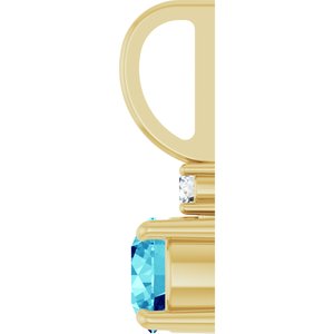 14K Yellow Gold Natural Blue Zircon & .03 CT Natural Diamond Charm/Pendant – image 3