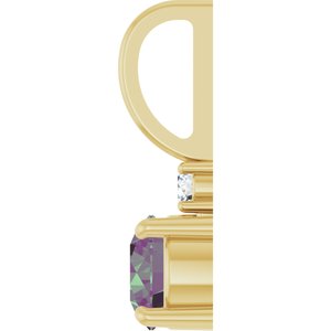 14K Yellow Gold Lab-Grown Alexandrite & .03 CT Natural Diamond Charm/Pendant
