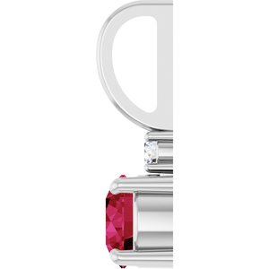 Sterling Silver Lab-Grown Ruby & .03 CT Natural Diamond Charm/Pendant – image 3
