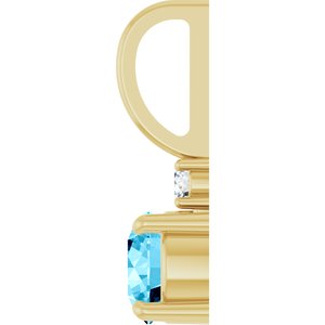 14K Yellow Gold Natural Aquamarine & .03 CT Natural Diamond Charm/Pendant – image 3