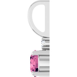 Sterling Silver Natural Pink Tourmaline & .03 CT Natural Diamond Charm/Pendant