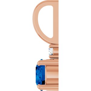 14K Rose Gold Lab-Grown Blue Sapphire & .03 CT Natural Diamond Charm/Pendant – image 3