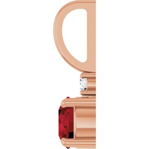 14K Rose Gold Natural Mozambique Garnet & .03 CT Natural Diamond Charm/Pendant – image 3