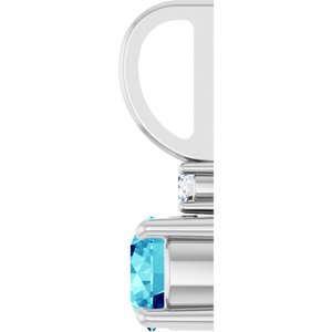 14K White Gold Natural Blue Zircon & .03 CT Natural Diamond Charm/Pendant – image 3