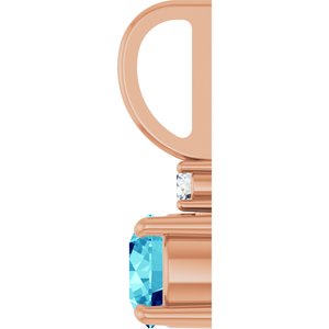 14K Rose Gold Natural Blue Zircon & .03 CT Natural Diamond Charm/Pendant – image 3
