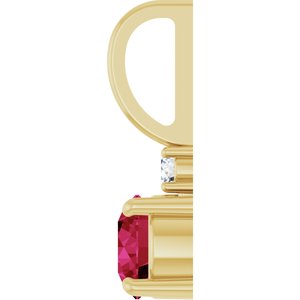 14K Yellow Gold Lab-Grown Ruby & .03 CT Natural Diamond Charm/Pendant – image 3